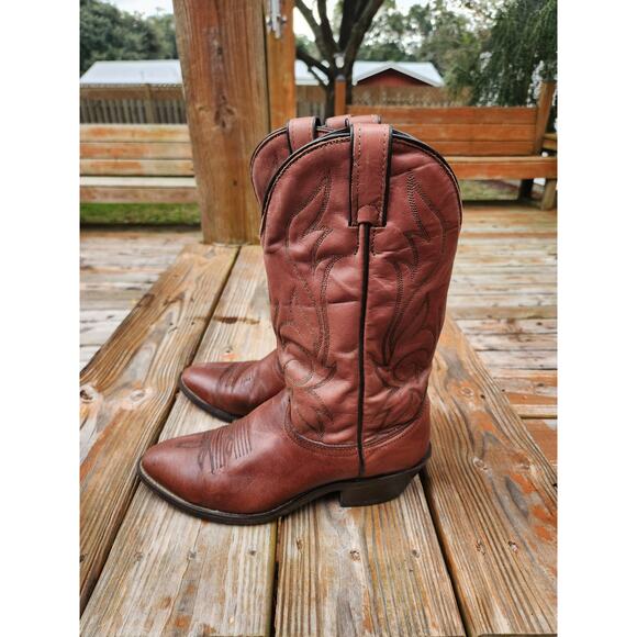 Laredo Brown Western Cowboy Snip Toe Boots Women's Size 8D - Picture 1 of 7